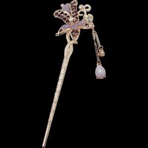 Japanese Modern Kanzashi Zirconia Green Kimono Hairpin Hair ornament Japan 6.5"